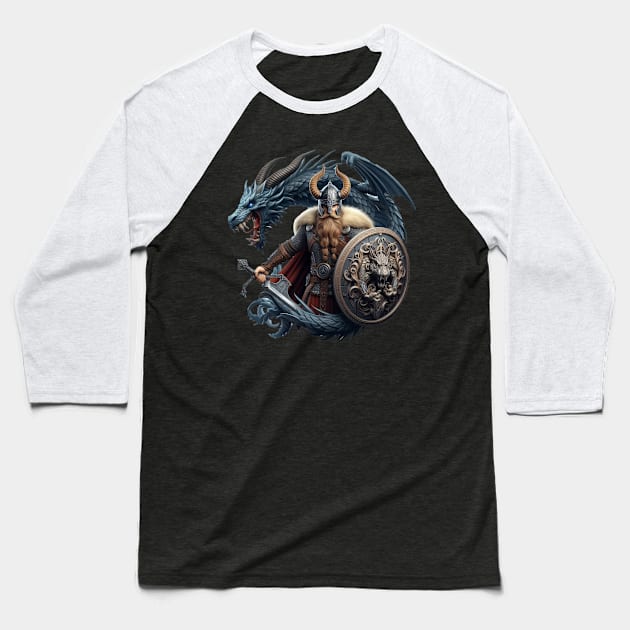 VIKINGS THE DRAGON WARRIOR Baseball T-Shirt by VISUALUV